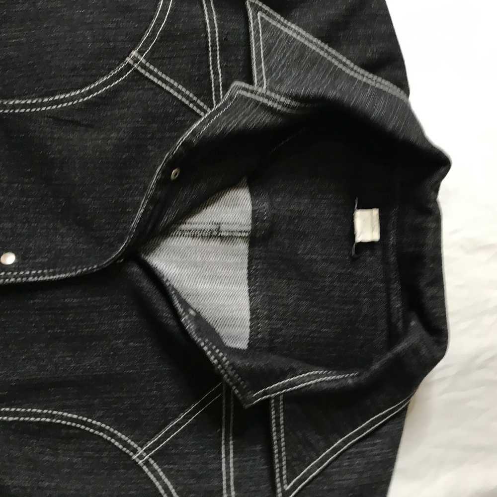 Dark Wash Denim Jacket with White Contrast Stitching - Picture 12 of 13